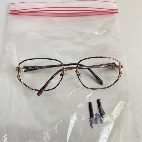 Vintage Christian Dior Eyeglasses Frames Purple Green Thin Glasses Retro 70s 80s main image 4